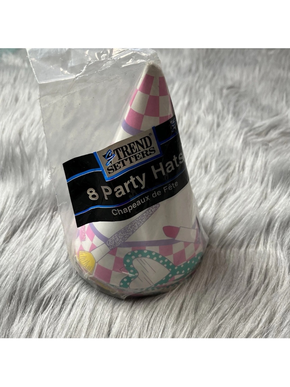 Vintage 90s Girls Birthday Pink Purple White Makeup Beauty Party Hats